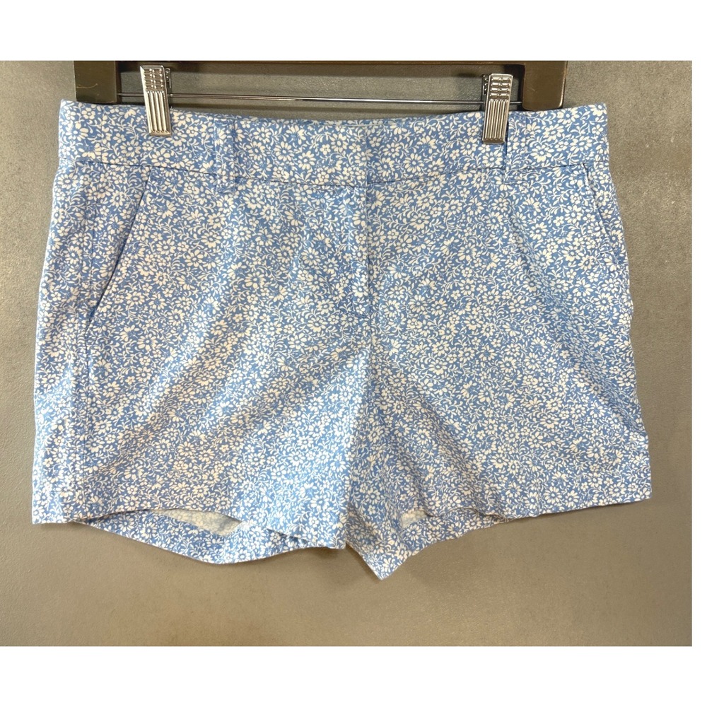 J.Crew Womens Blue White Floral Calico 3 Inch Stretch Chino Shorts Size 4 G3954